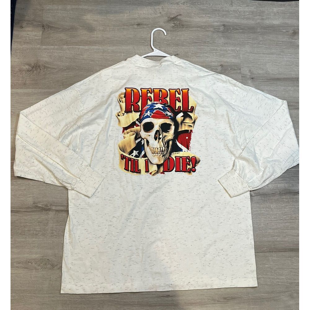 VTG Long Sleeve Rebel Till I Die Graphic Tee,‎ ONEITA Power-T Adult XXL USA